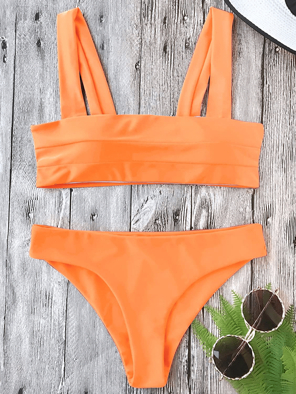 ZAFUL Women's Wide Straps Padded Bandeau Bikini Set Apparel & Accessories > Clothing > Swimwear ZAFUL