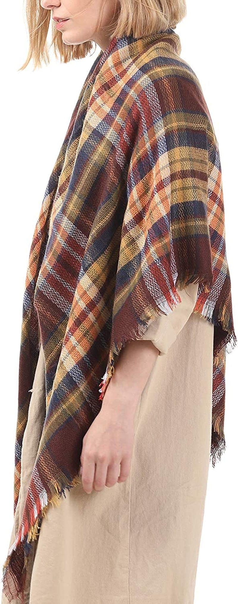 Zando Plaid Blanket Thick Winter Scarf Tartan Chunky Wrap Oversized Shawl Cape Scarves Apparel & Accessories > Clothing Accessories > Scarves & Shawls KYLIE MAX