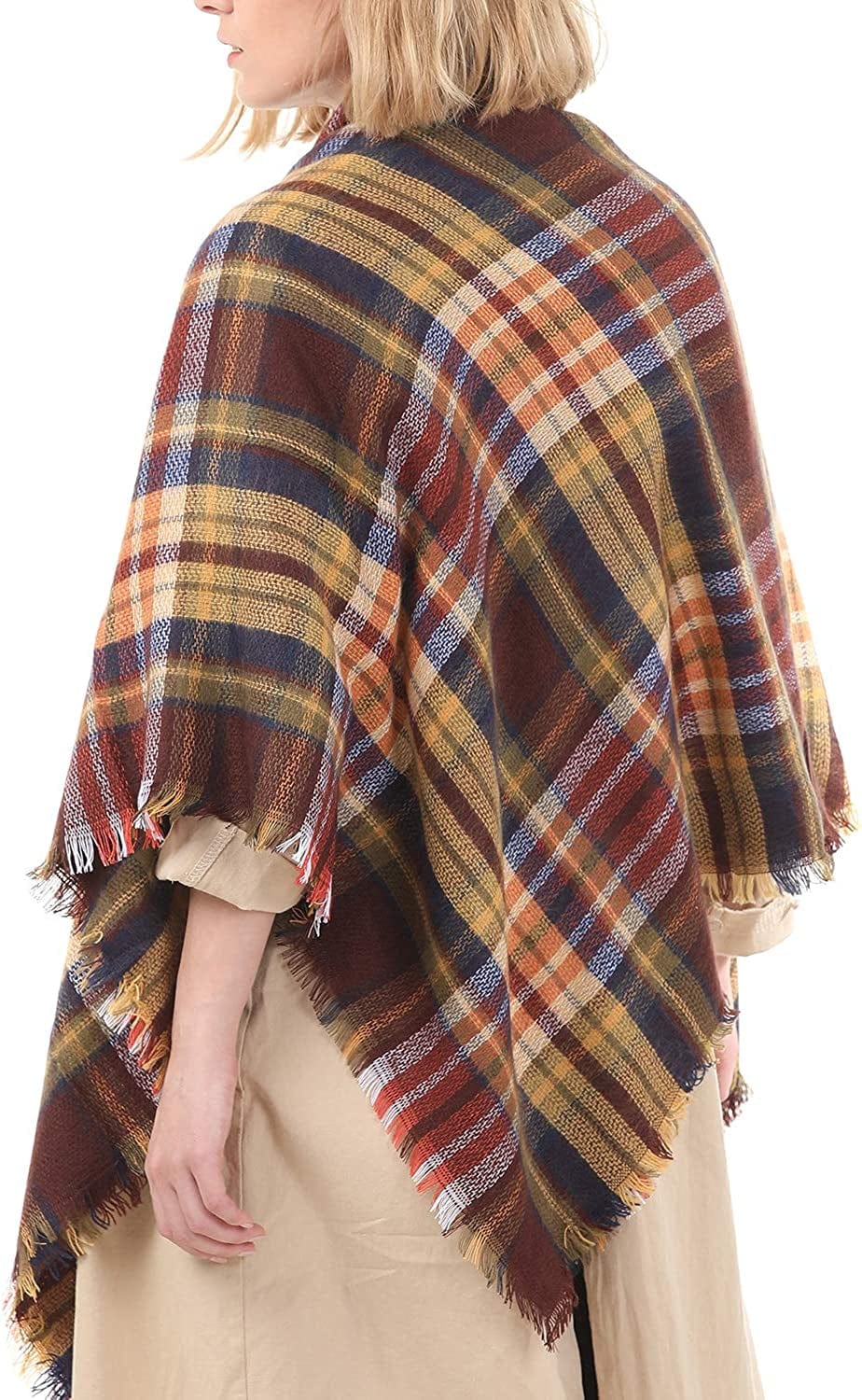 Zando Plaid Blanket Thick Winter Scarf Tartan Chunky Wrap Oversized Shawl Cape Scarves Apparel & Accessories > Clothing Accessories > Scarves & Shawls KYLIE MAX
