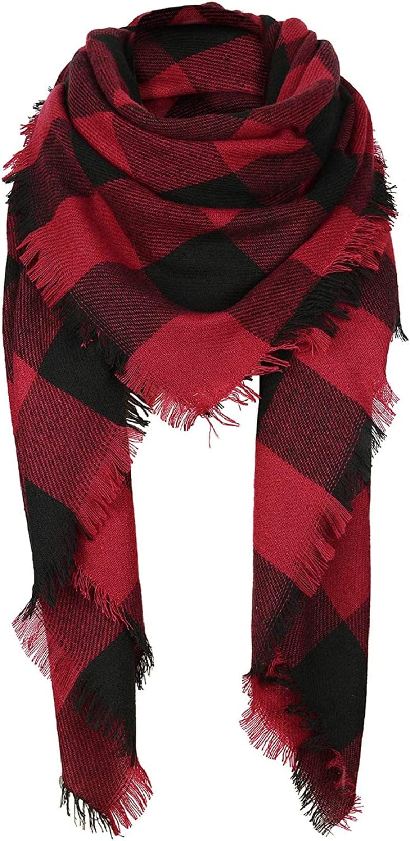 Zando Plaid Blanket Thick Winter Scarf Tartan Chunky Wrap Oversized Shawl Cape Scarves Apparel & Accessories > Clothing Accessories > Scarves & Shawls KYLIE MAX Xx Buffalo Red Scarf One Size