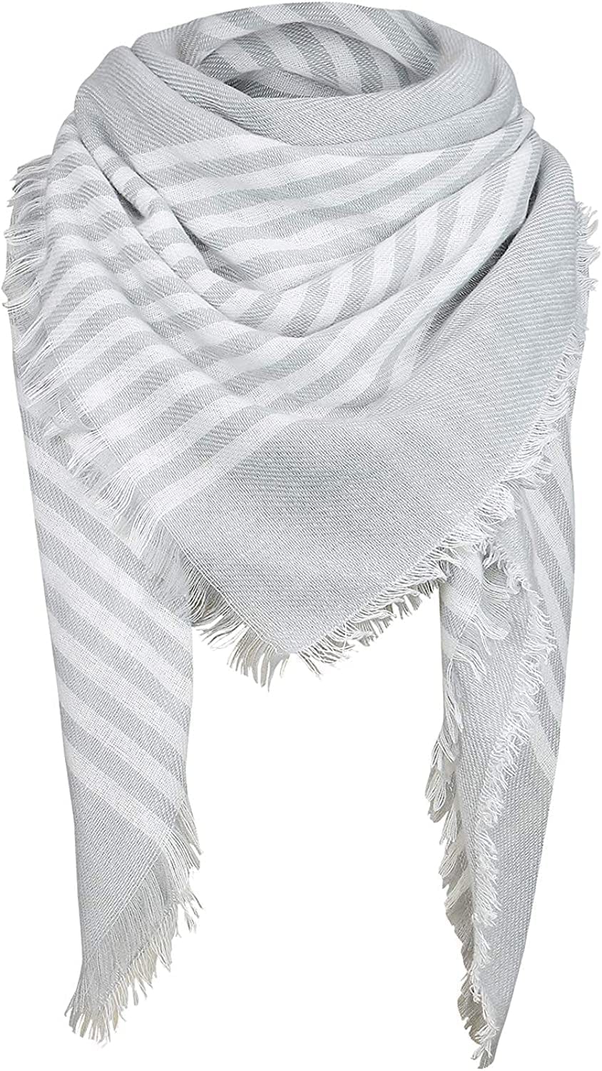 Zando Plaid Blanket Thick Winter Scarf Tartan Chunky Wrap Oversized Shawl Cape Scarves Apparel & Accessories > Clothing Accessories > Scarves & Shawls KYLIE MAX L White Grey Scarf One Size