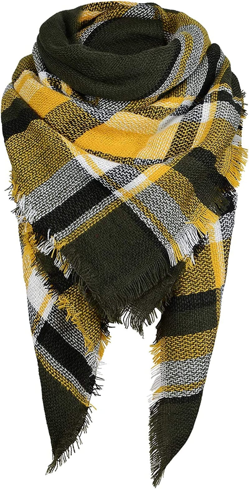 Zando Plaid Blanket Thick Winter Scarf Tartan Chunky Wrap Oversized Shawl Cape Scarves Apparel & Accessories > Clothing Accessories > Scarves & Shawls KYLIE MAX O Yellow Green Scarf One Size