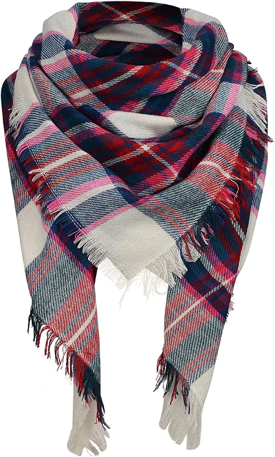 Zando Plaid Blanket Thick Winter Scarf Tartan Chunky Wrap Oversized Shawl Cape Scarves Apparel & Accessories > Clothing Accessories > Scarves & Shawls KYLIE MAX Yy Green Rose Tartan Scarf One Size