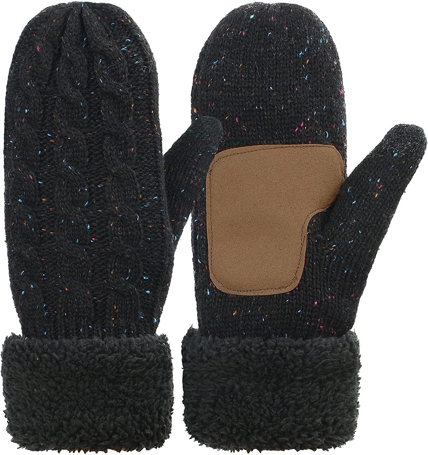 Zando Winter Warm Mittens for Women Thick Knitted Mittens Gloves Soft Lining Mittens Cold Weather Accessories Gifts Apparel & Accessories > Clothing Accessories > Gloves & Mittens KYLIE MAX B Dotted Black One Size