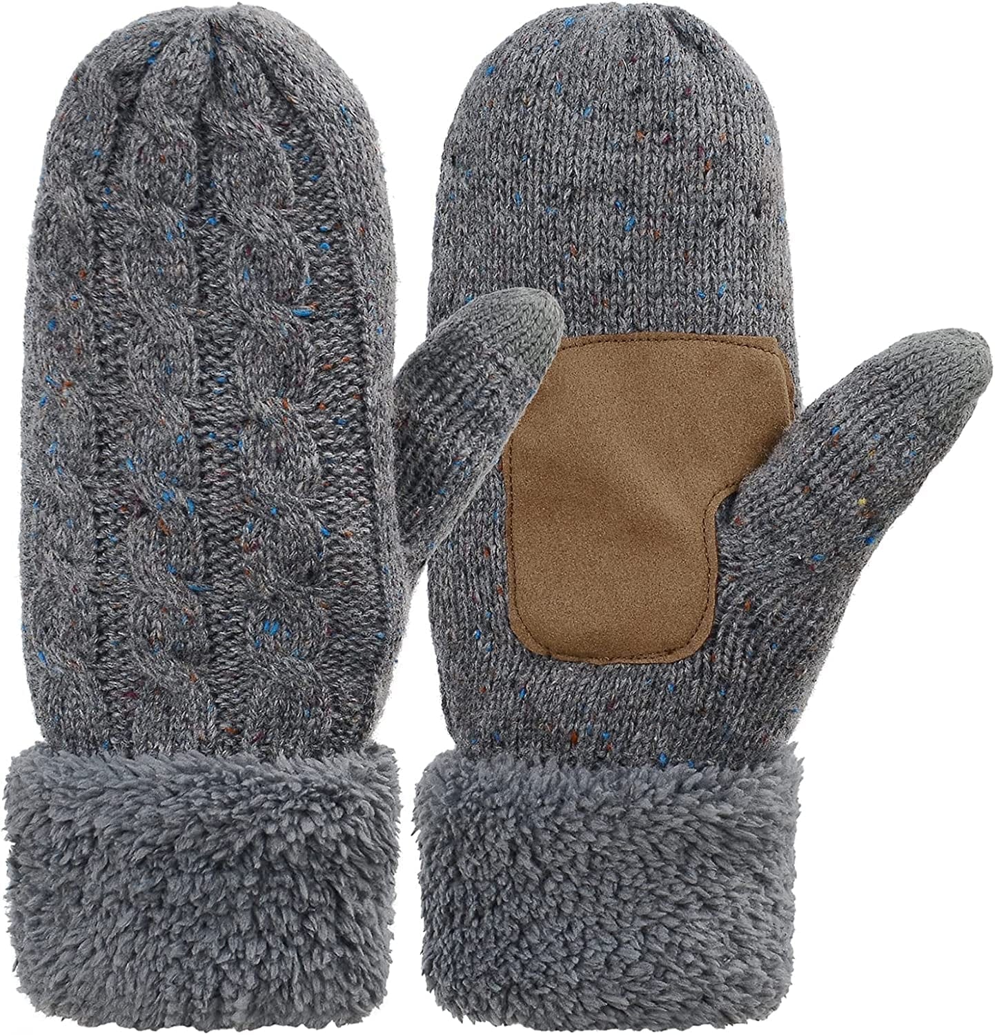 Zando Winter Warm Mittens for Women Thick Knitted Mittens Gloves Soft Lining Mittens Cold Weather Accessories Gifts Apparel & Accessories > Clothing Accessories > Gloves & Mittens KYLIE MAX B Dotted Grey One Size