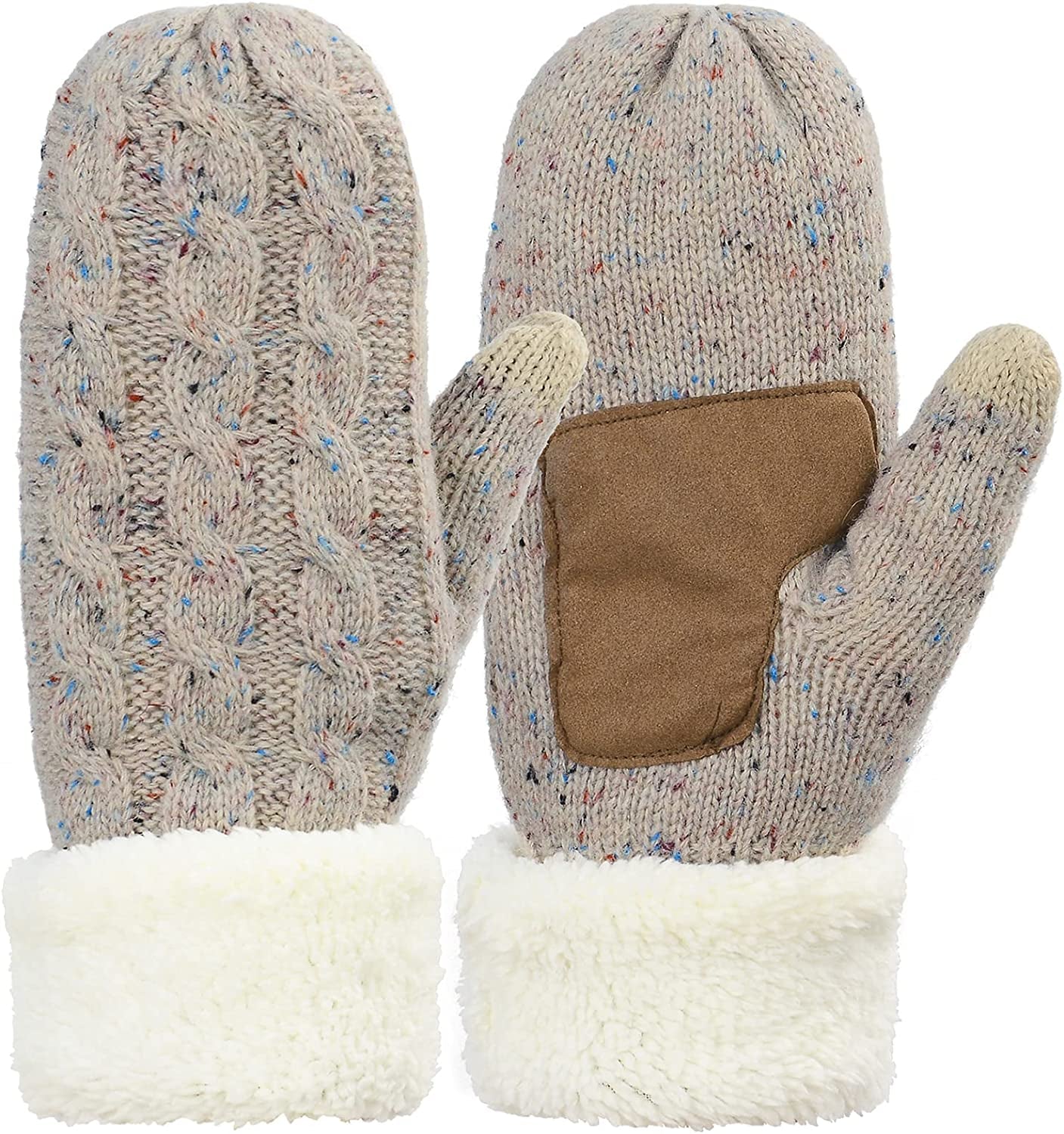 Zando Winter Warm Mittens for Women Thick Knitted Mittens Gloves Soft Lining Mittens Cold Weather Accessories Gifts Apparel & Accessories > Clothing Accessories > Gloves & Mittens KYLIE MAX B Dotted Khaki One Size