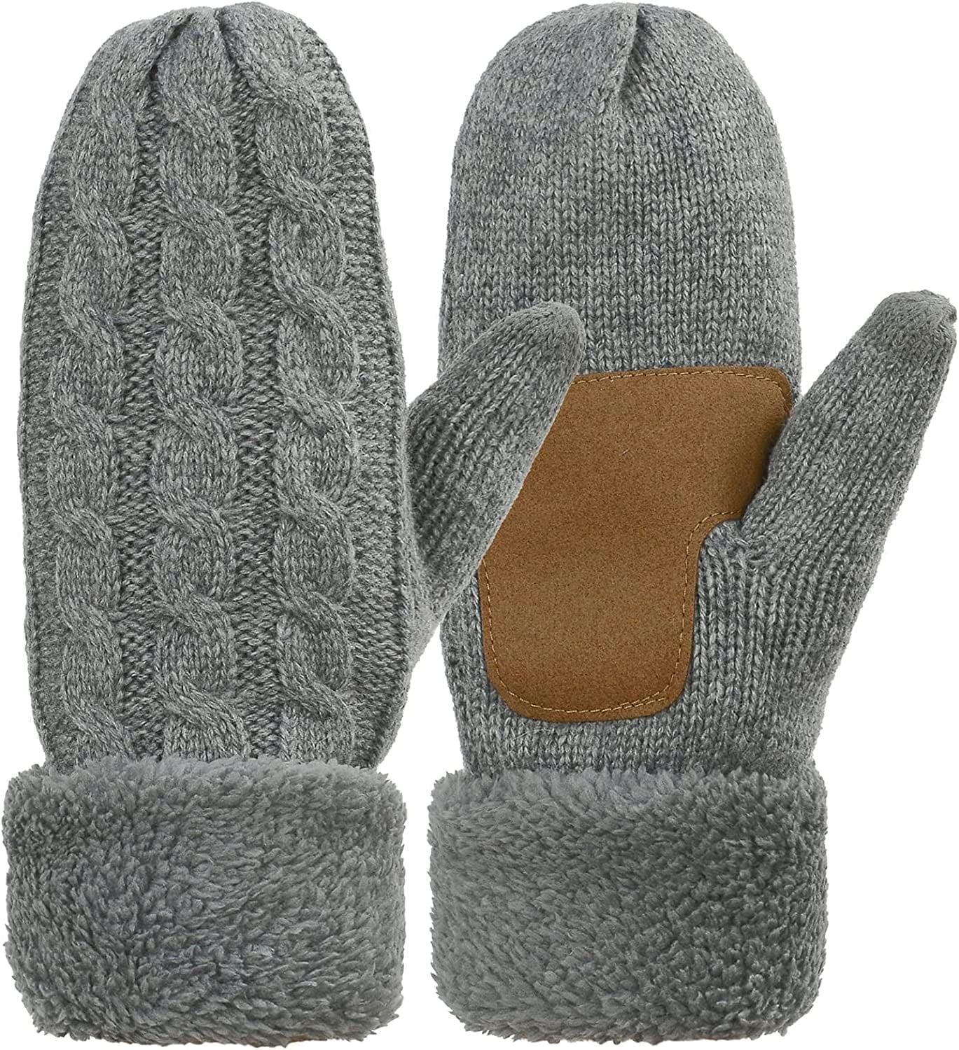 Zando Winter Warm Mittens for Women Thick Knitted Mittens Gloves Soft Lining Mittens Cold Weather Accessories Gifts Apparel & Accessories > Clothing Accessories > Gloves & Mittens KYLIE MAX A Charcoal Grey One Size