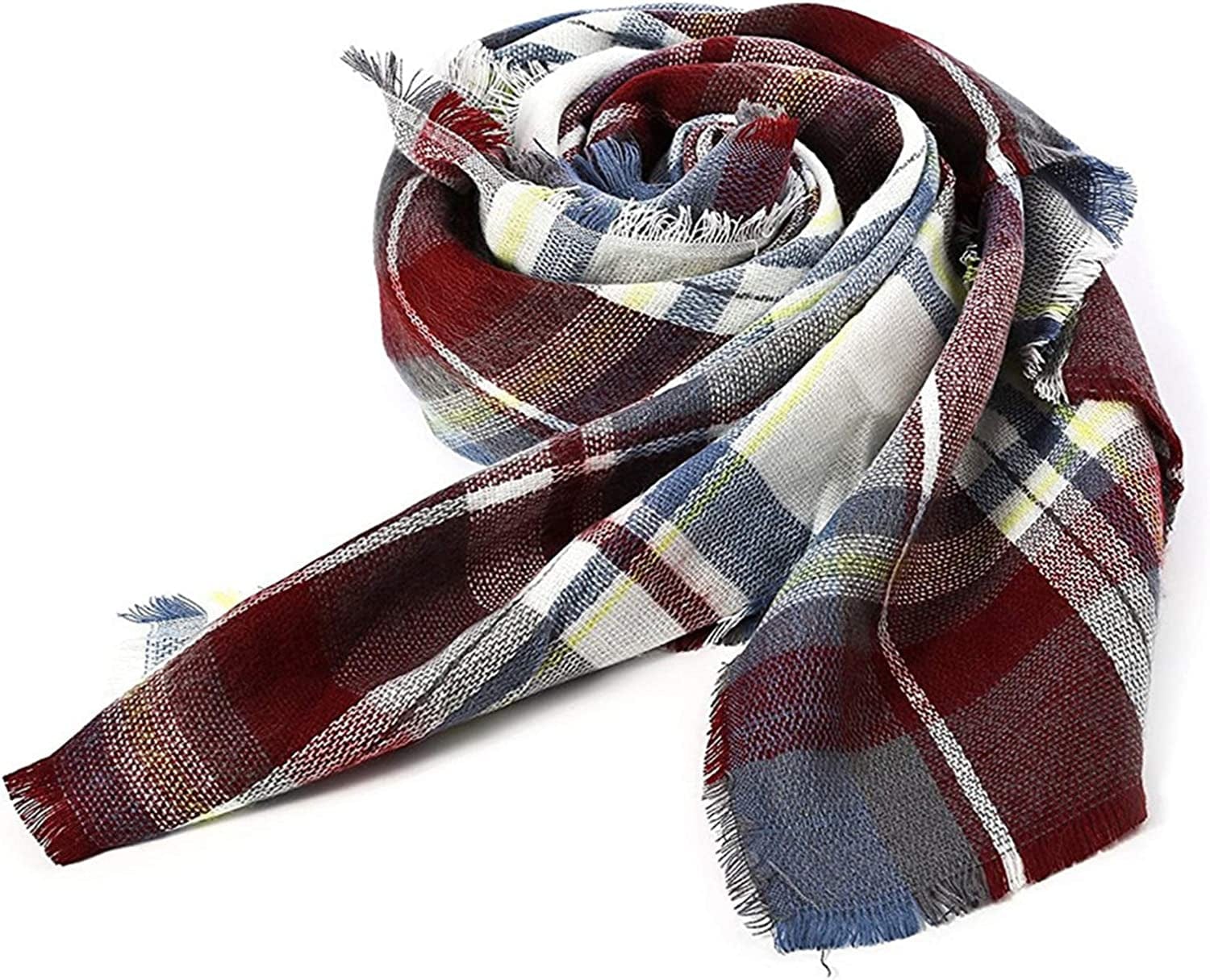 Zando Womens Plaid Scarf Classic Fall Winter Scarf Tassel Chunky Wrap Oversized Shawl Cape Scarves Apparel & Accessories > Clothing Accessories > Scarves & Shawls KYLIE MAX