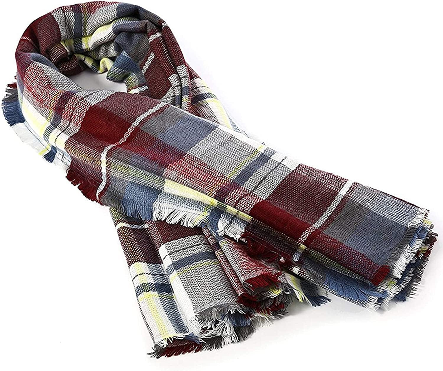 Zando Womens Plaid Scarf Classic Fall Winter Scarf Tassel Chunky Wrap Oversized Shawl Cape Scarves Apparel & Accessories > Clothing Accessories > Scarves & Shawls KYLIE MAX