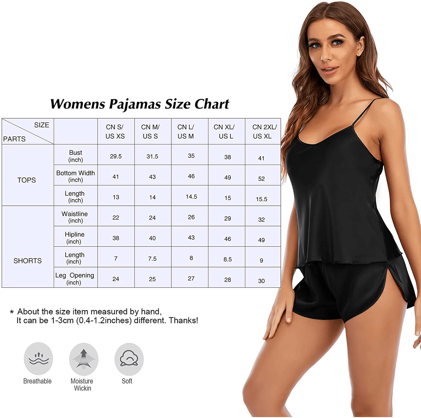 Zando Womens Satin Summer Pajama Silk Sleepwear Lingerie Shorts 2 Piece Cami Pajamas Set Sexy Back Nightwear PJ Sets Apparel & Accessories > Clothing > Sleepwear & Loungewear Kylie Max