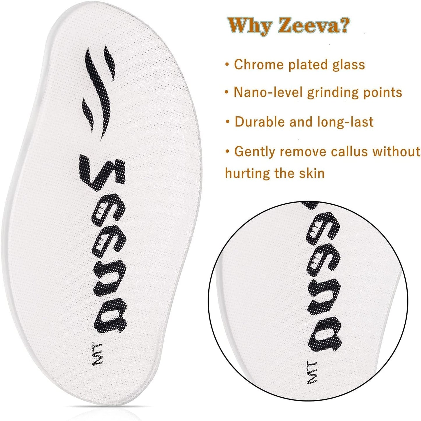 Zeeva Chrome Plated Glass Foot File, Foot Care Pedicure Tool, Hard Skin Cuticle Remover Scrubber, Great for Dead Skin Removal, Cracking, Used on Both Wet and Dry Feet Health & Beauty > Personal Care > Foot Care Zeeva
