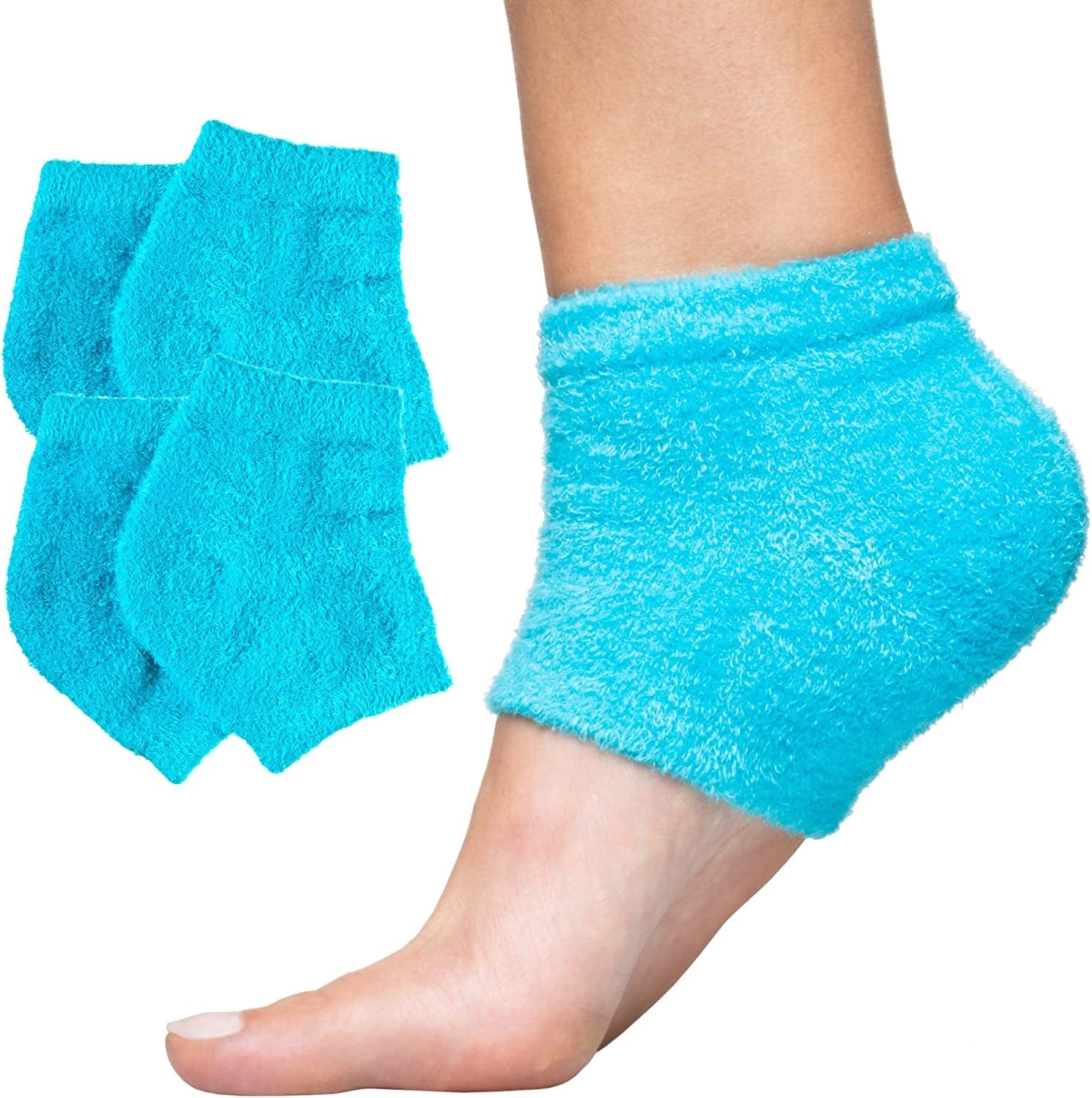Zentoes Moisturizing Heel Socks 2 Pairs Gel Lined Fuzzy Toeless Spa Socks to Heal and Treat Dry, Cracked Heels While You Sleep (Regular, Blue) Health & Beauty > Personal Care > Foot Care ZenToes Blue 2 Pair (Pack of 1)