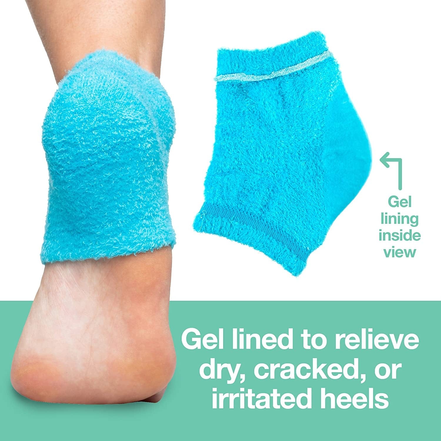 Zentoes Moisturizing Heel Socks 2 Pairs Gel Lined Fuzzy Toeless Spa Socks to Heal and Treat Dry, Cracked Heels While You Sleep (Regular, Blue) Health & Beauty > Personal Care > Foot Care ZenToes