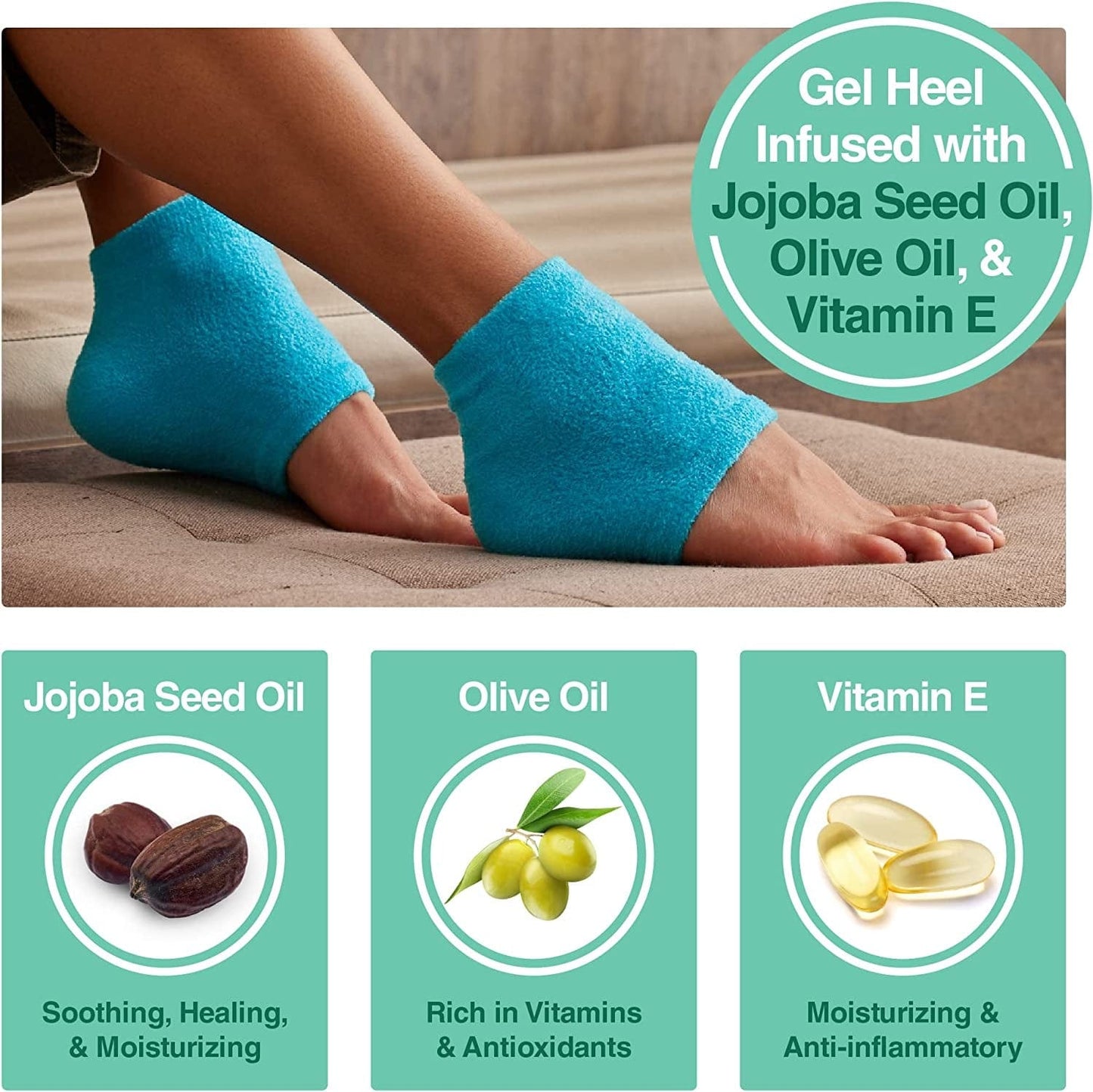 Zentoes Moisturizing Heel Socks 2 Pairs Gel Lined Fuzzy Toeless Spa Socks to Heal and Treat Dry, Cracked Heels While You Sleep (Regular, Blue) Health & Beauty > Personal Care > Foot Care ZenToes