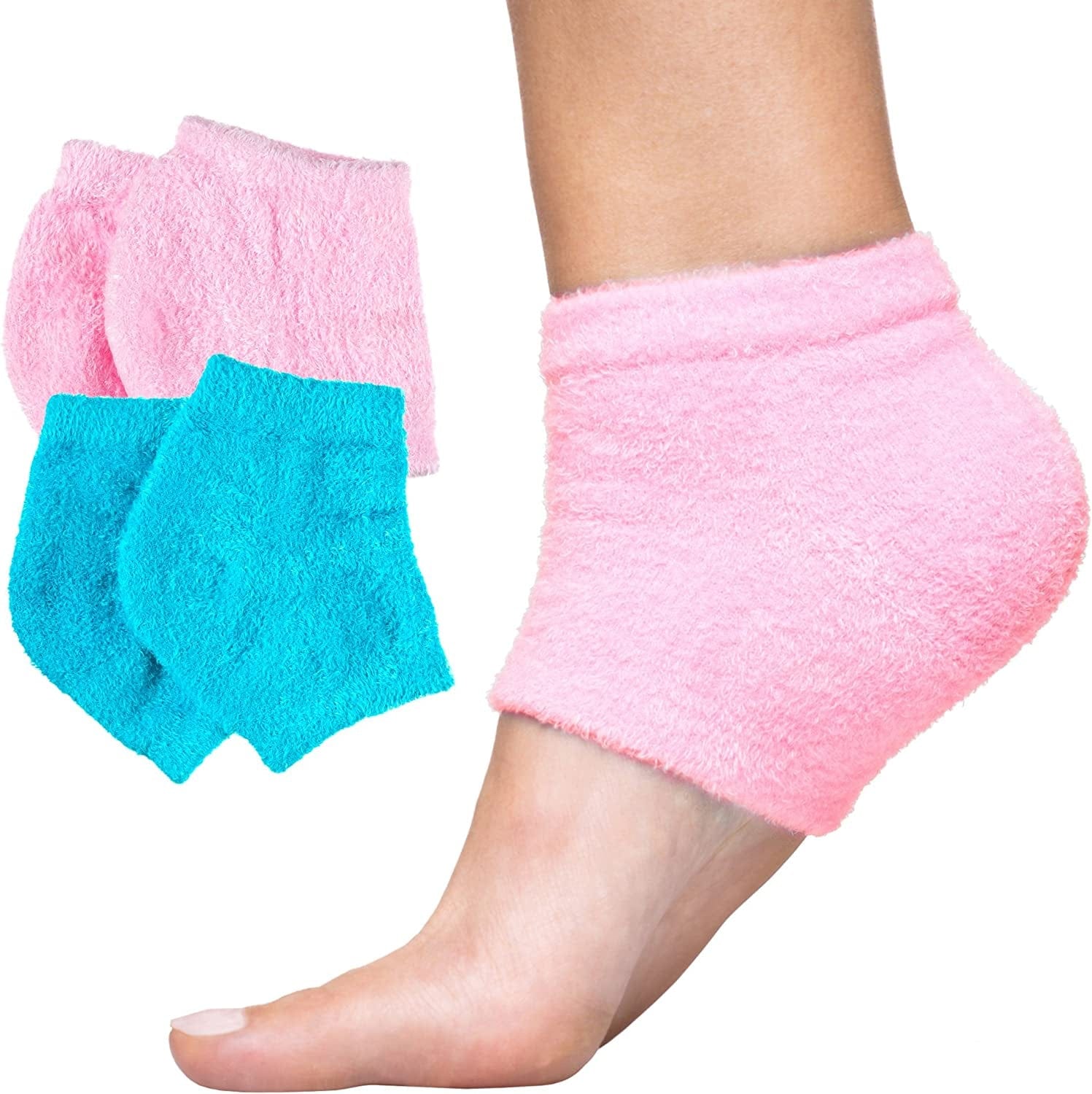 Zentoes Moisturizing Heel Socks 2 Pairs Gel Lined Fuzzy Toeless Spa Socks to Heal and Treat Dry, Cracked Heels While You Sleep (Regular, Blue) Health & Beauty > Personal Care > Foot Care ZenToes Blue and Pink 2 Pair (Pack of 1)