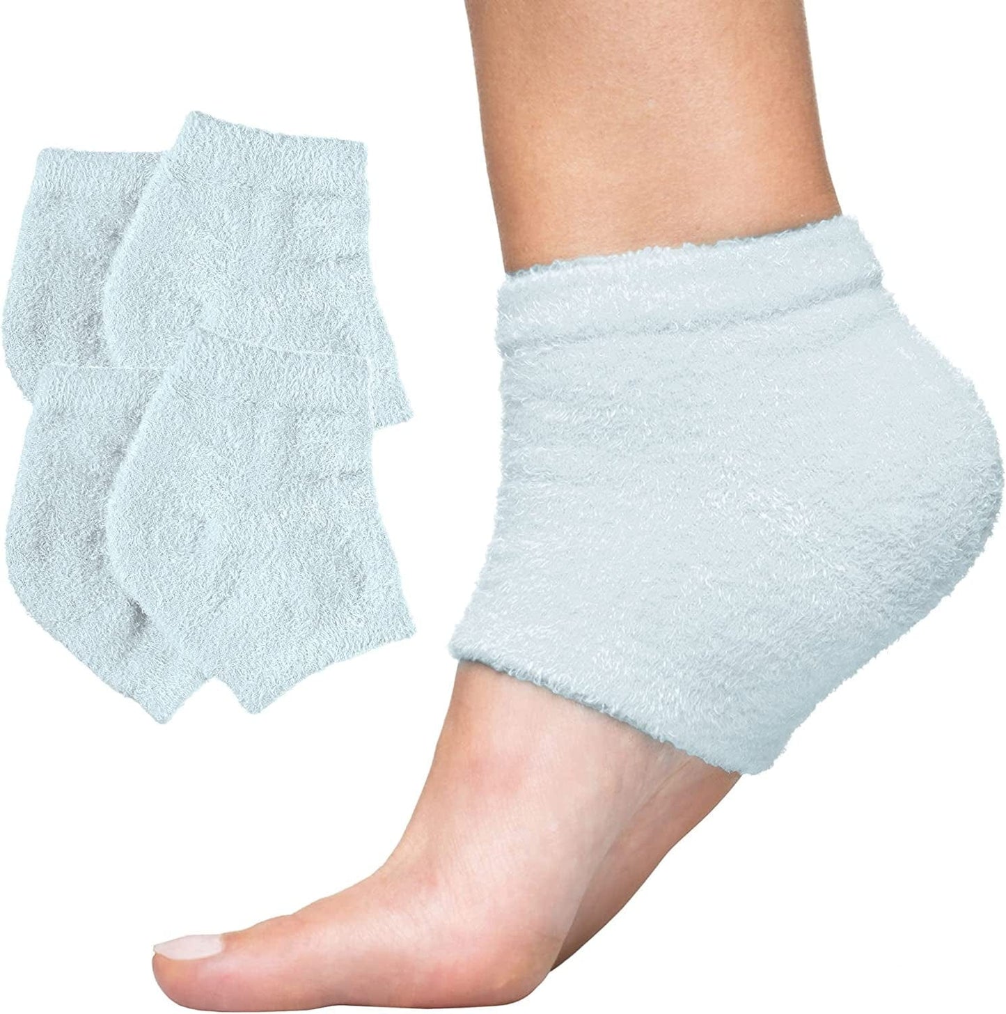 Zentoes Moisturizing Heel Socks 2 Pairs Gel Lined Fuzzy Toeless Spa Socks to Heal and Treat Dry, Cracked Heels While You Sleep (Regular, Blue) Health & Beauty > Personal Care > Foot Care ZenToes Slate 2 Pair (Pack of 1)