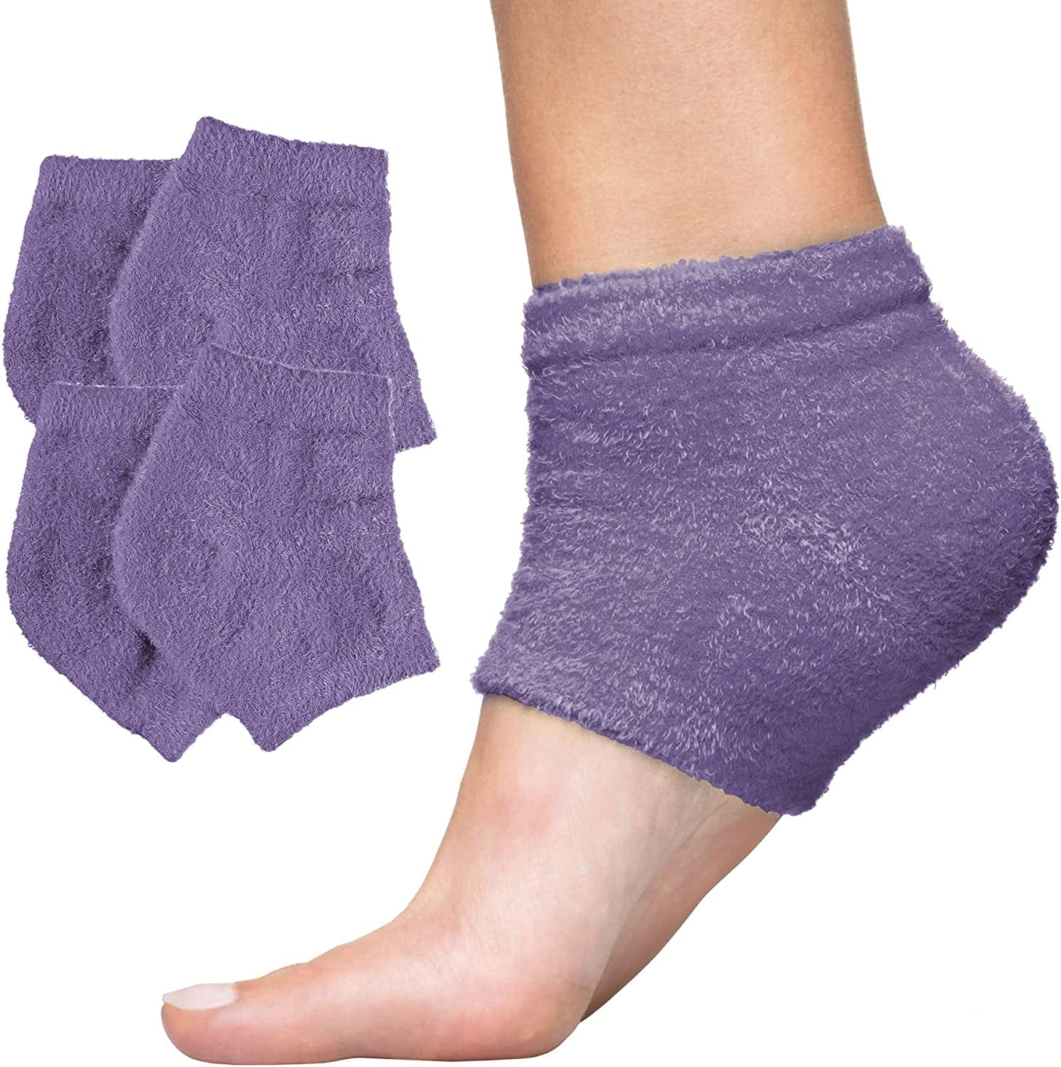Zentoes Moisturizing Heel Socks 2 Pairs Gel Lined Fuzzy Toeless Spa Socks to Heal and Treat Dry, Cracked Heels While You Sleep (Regular, Blue) Health & Beauty > Personal Care > Foot Care ZenToes Lilac 2 Pair (Pack of 1)