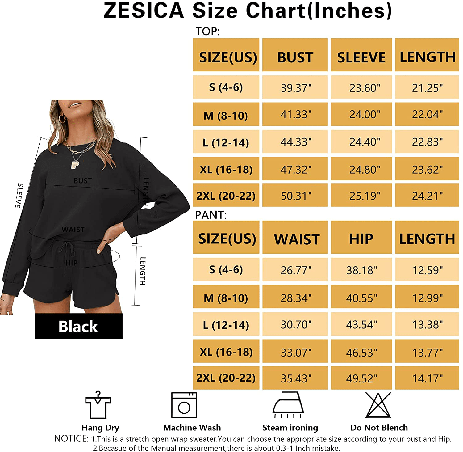 ZESICA Women's Waffle Knit Long Sleeve Top and Shorts Pullover Nightwear Lounge Pajama Set with Pockets Apparel & Accessories > Clothing > Sleepwear & Loungewear > Pajamas KYLIE MAX