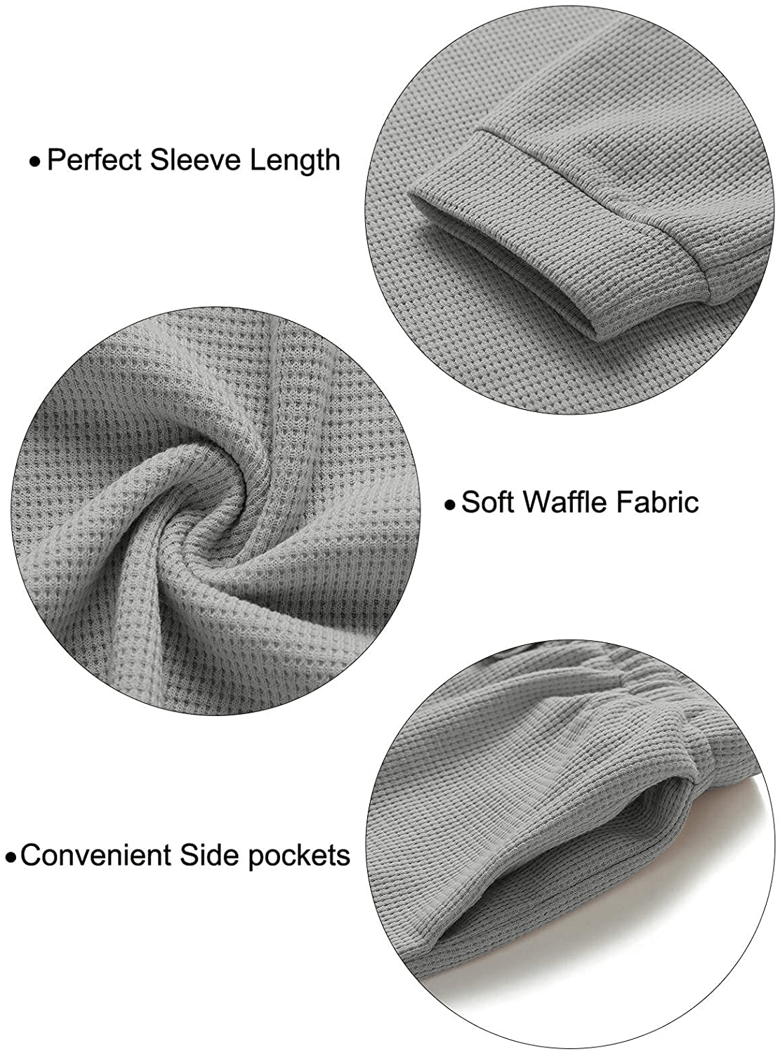 ZESICA Women's Waffle Knit Long Sleeve Top and Shorts Pullover Nightwear Lounge Pajama Set with Pockets Apparel & Accessories > Clothing > Sleepwear & Loungewear > Pajamas ZESICA