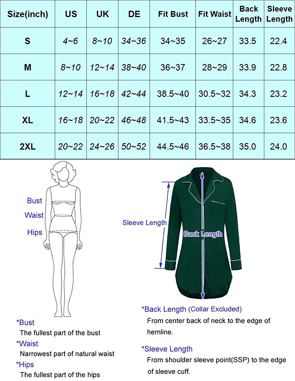 Zexxxy Women'S Cotton Nightgowns Long Sleeve Button down Sleep Shirts Boyfriends Pajama Notch Collar Sleepwear S-XXL Apparel & Accessories > Clothing > Sleepwear & Loungewear > Nightgowns Kylie Max