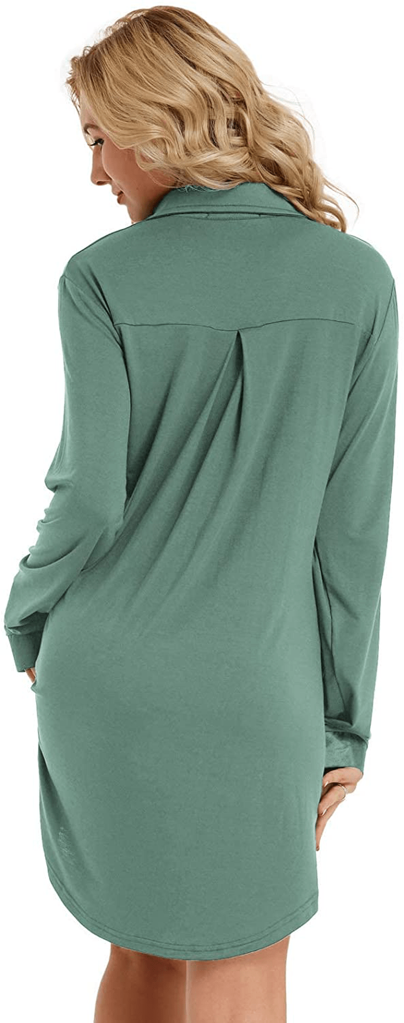 Zexxxy Womens Nightgown Long Sleeve Button down Pajama Top Soft Sleepwear Nightshirt Lapel Nightdress Apparel & Accessories > Clothing > Sleepwear & Loungewear > Nightgowns Kylie Max