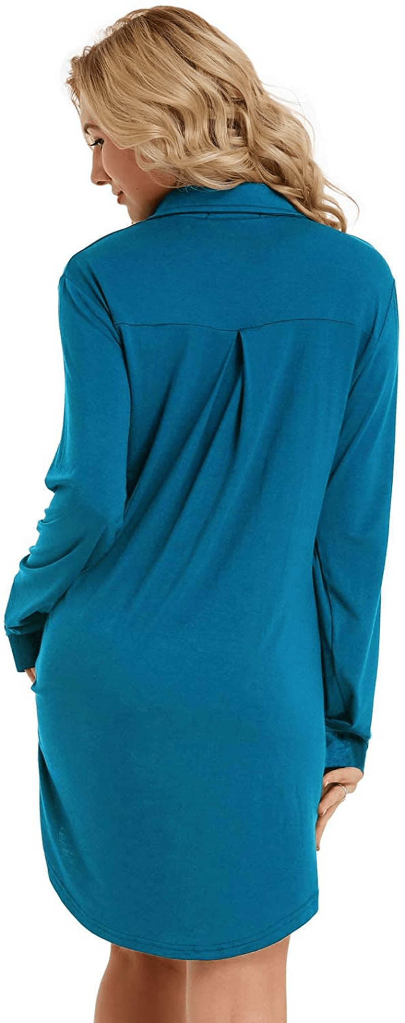 Zexxxy Womens Nightgown Long Sleeve Button down Pajama Top Soft Sleepwear Nightshirt Lapel Nightdress Apparel & Accessories > Clothing > Sleepwear & Loungewear > Nightgowns Kylie Max