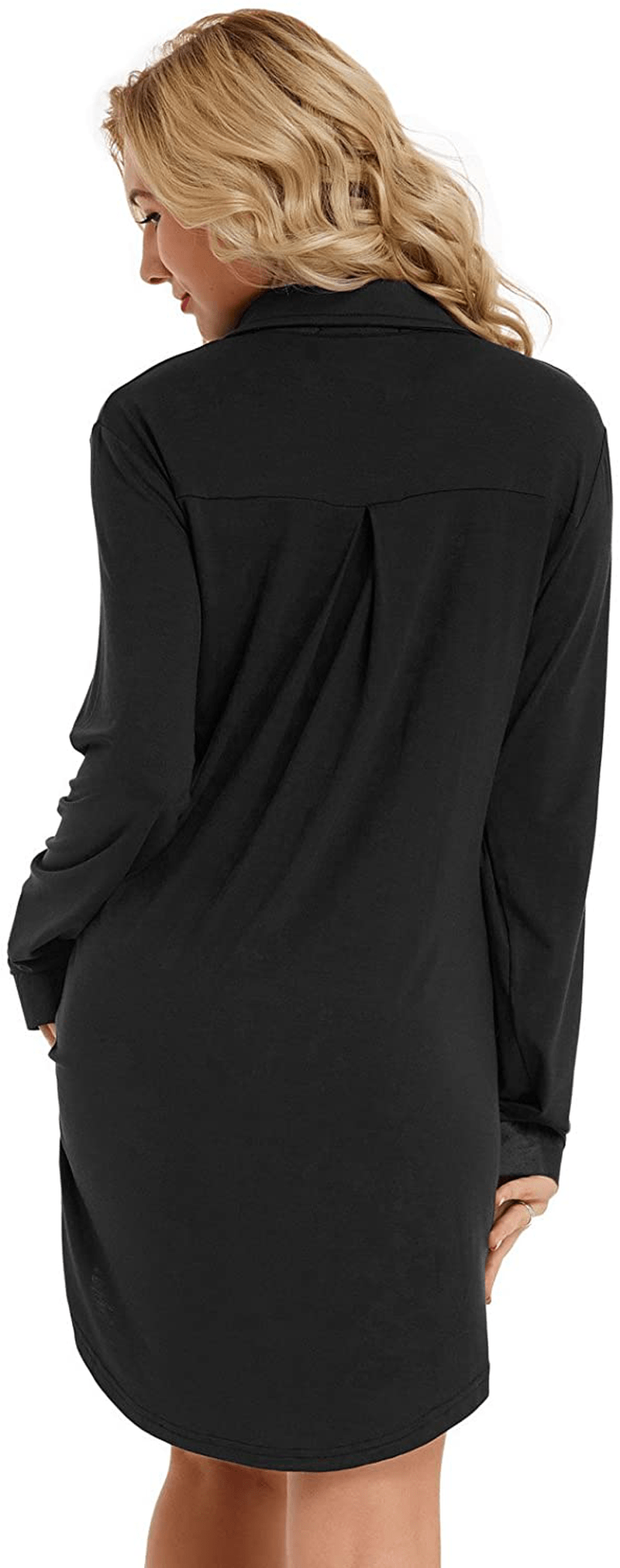 Zexxxy Womens Nightgown Long Sleeve Button down Pajama Top Soft Sleepwear Nightshirt Lapel Nightdress Apparel & Accessories > Clothing > Sleepwear & Loungewear > Nightgowns Kylie Max