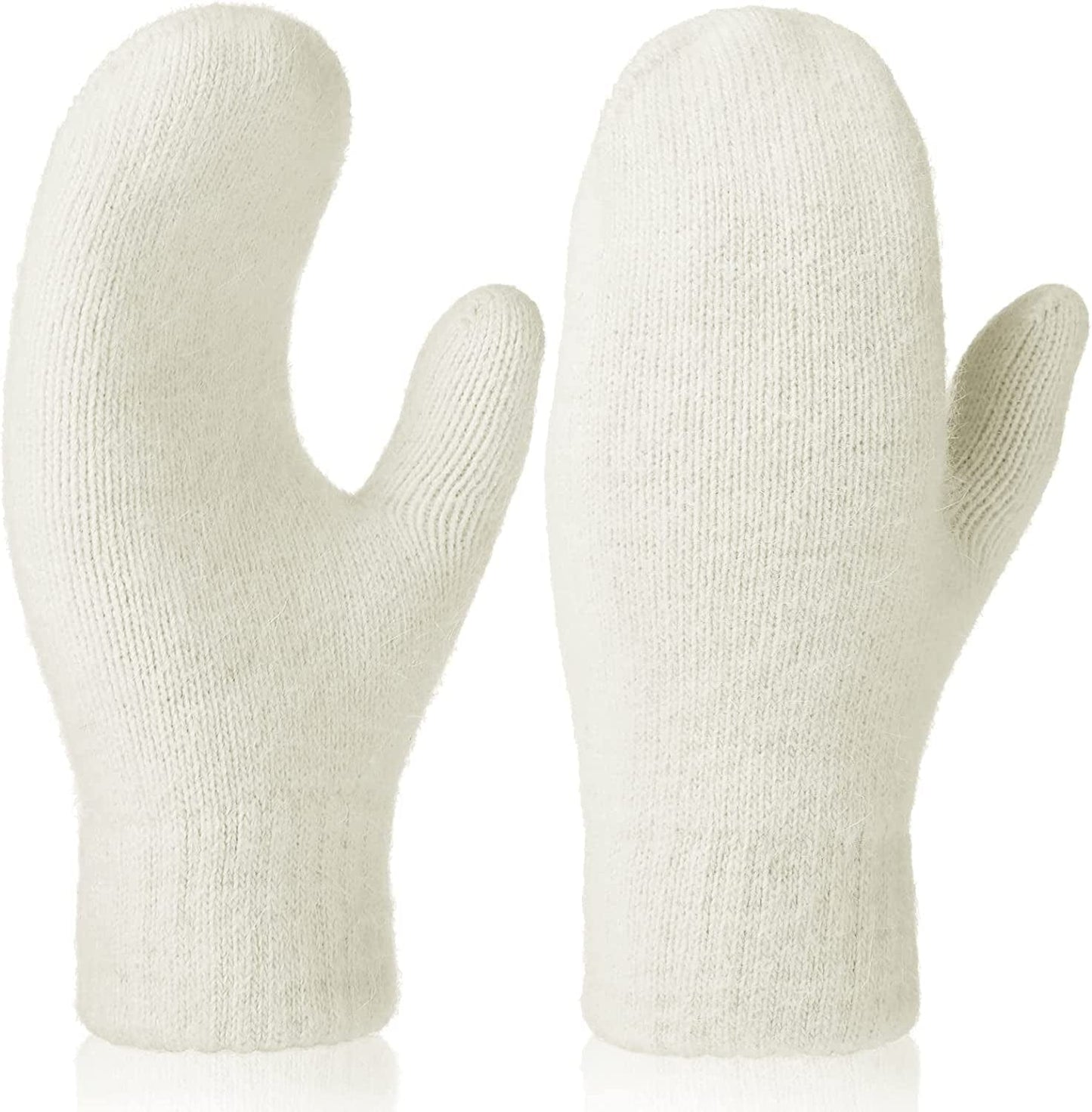 Zhehao Women Knitted Mittens Winter Warm Gloves Solid Color Hand Warmer for Indoor Outdoor Activities Apparel & Accessories > Clothing Accessories > Gloves & Mittens Zhehao White