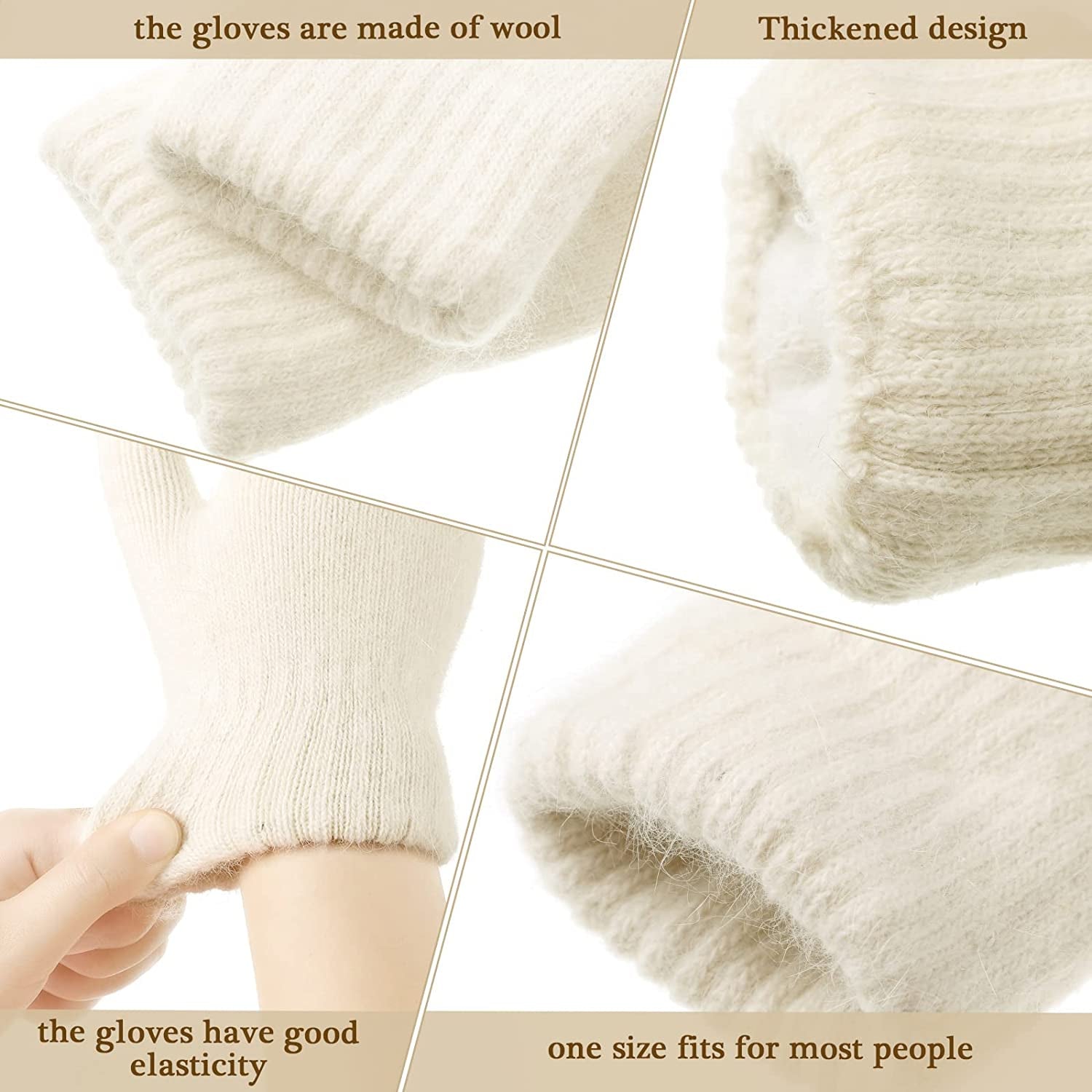 Zhehao Women Knitted Mittens Winter Warm Gloves Solid Color Hand Warmer for Indoor Outdoor Activities Apparel & Accessories > Clothing Accessories > Gloves & Mittens Zhehao