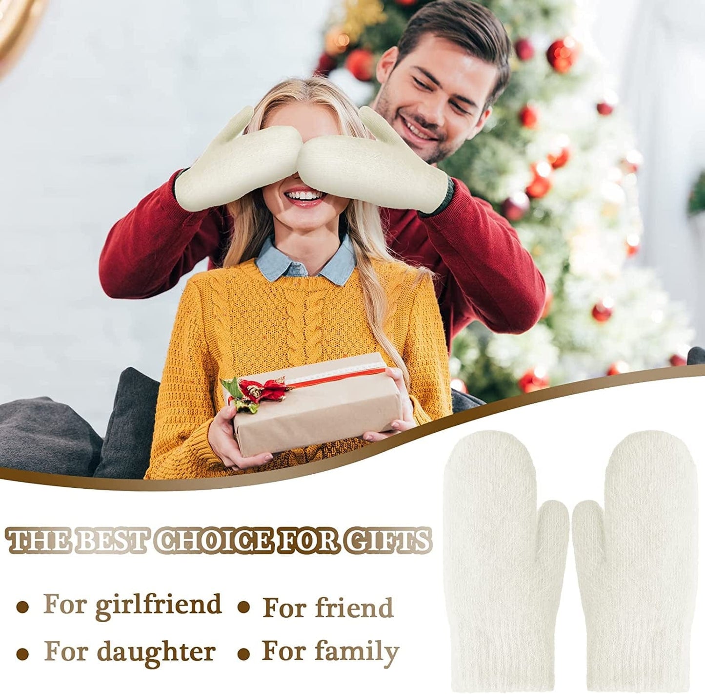 Zhehao Women Knitted Mittens Winter Warm Gloves Solid Color Hand Warmer for Indoor Outdoor Activities Apparel & Accessories > Clothing Accessories > Gloves & Mittens Zhehao