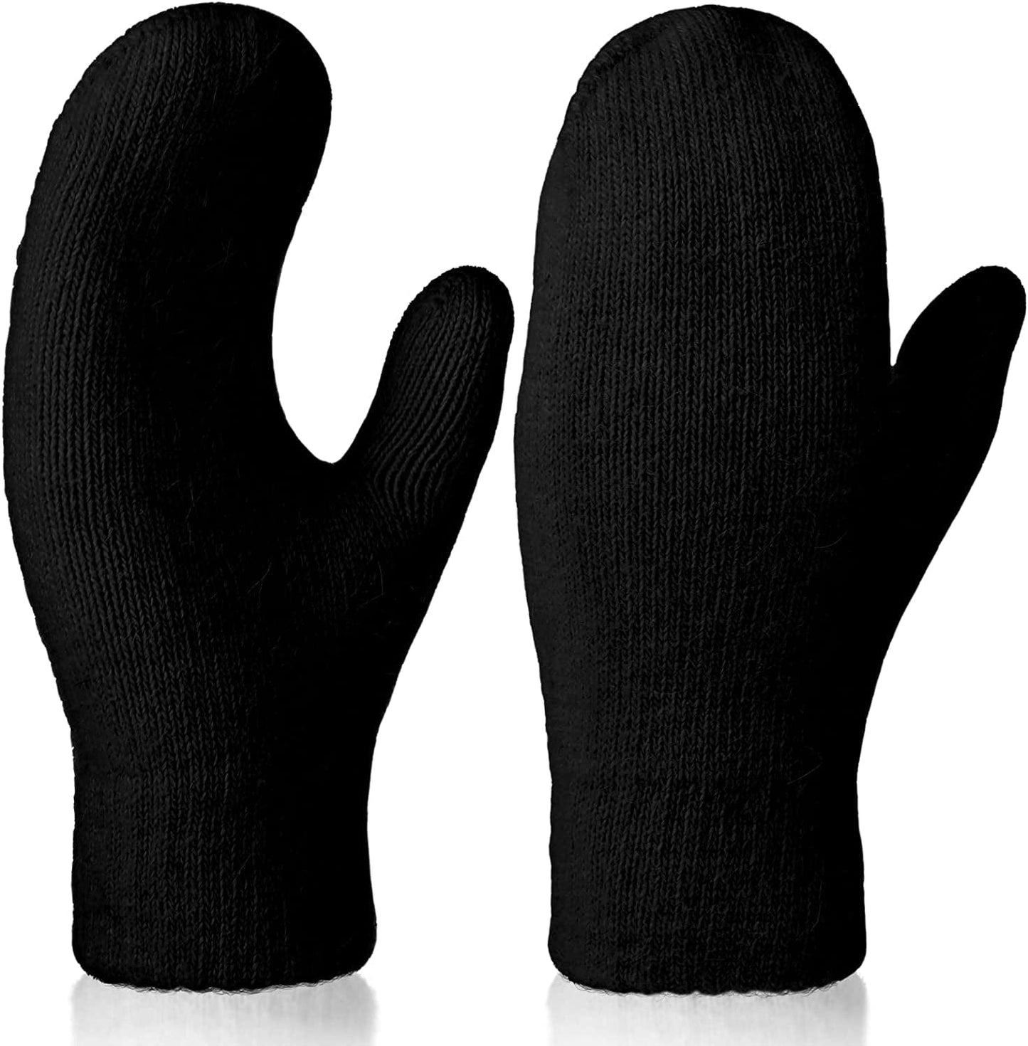 Zhehao Women Knitted Mittens Winter Warm Gloves Solid Color Hand Warmer for Indoor Outdoor Activities Apparel & Accessories > Clothing Accessories > Gloves & Mittens Zhehao Black