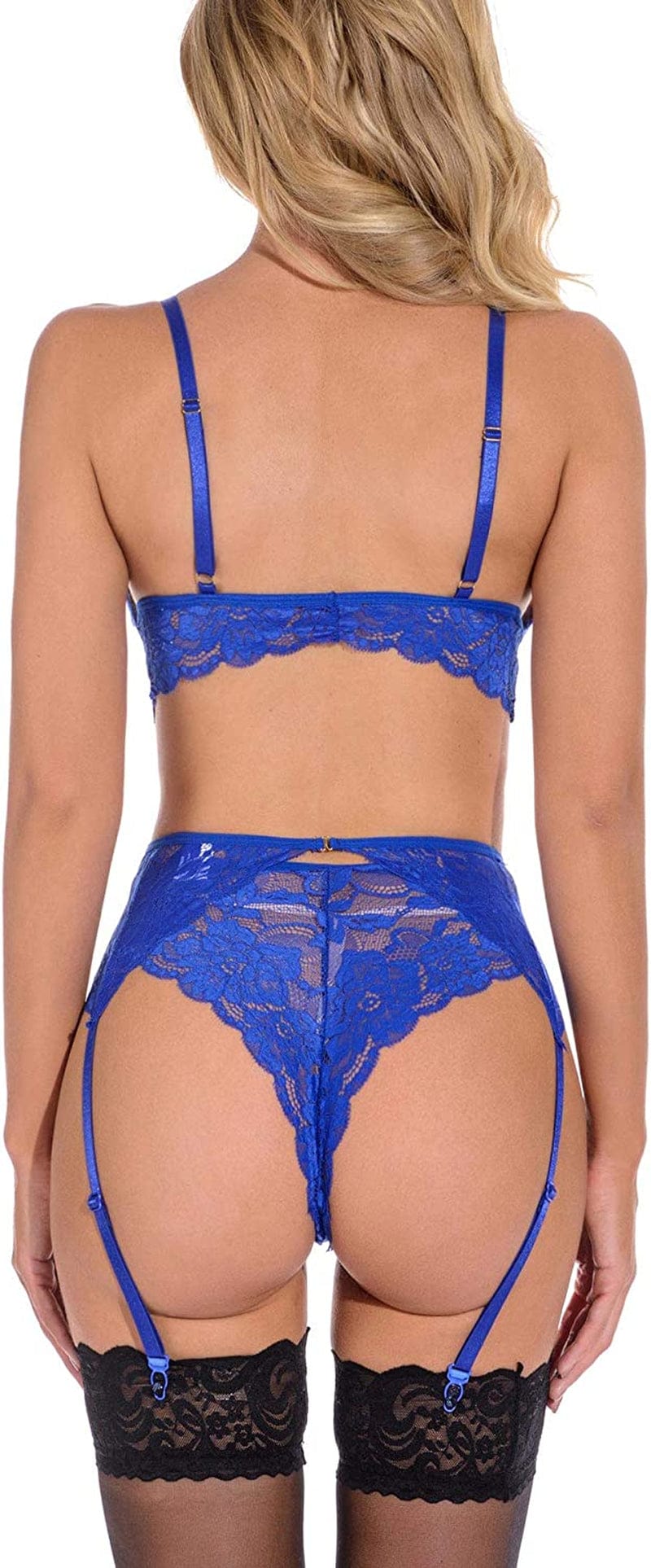 Zhenaly Women Lingerie Set Lace Teddy Strap Babydoll Bodysuit with Garter Belts(Stockings Are Not Included)