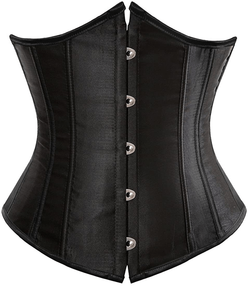 Zhitunemi Women'S Satin Underbust Corset Bustier Waist Training Cincher plus Size Corsets Apparel & Accessories > Clothing > Underwear & Socks > Lingerie Zhitunemi Black 3X-Large