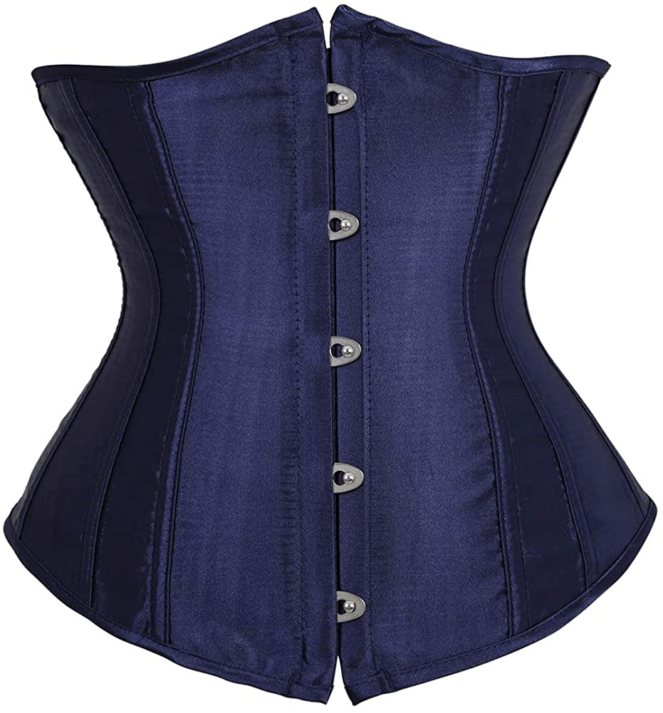 Zhitunemi Women'S Satin Underbust Corset Bustier Waist Training Cincher plus Size Corsets Apparel & Accessories > Clothing > Underwear & Socks > Lingerie Zhitunemi Navy X-Large