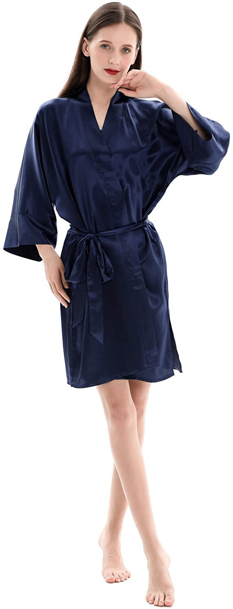 ZIMASILK 22 Momme 100% Pure Mulberry Silk Robe for Women, Pure Color Long Kimono Bathrobes Soft Nightgown Apparel & Accessories > Clothing > Sleepwear & Loungewear > Robes ZIMASILK