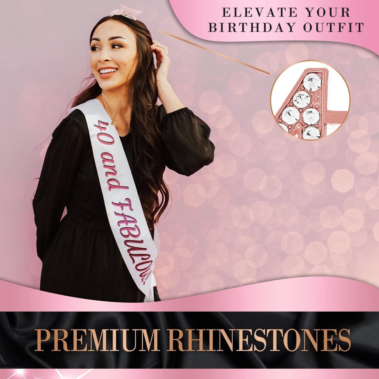 Zipoka Birthday Sash and Tiara Birthday Party Decorations - Sash and Faux Diamond Happy Birthday Crown - Tiara Party Favors Apparel & Accessories > Clothing Accessories > Sashes Zipoka