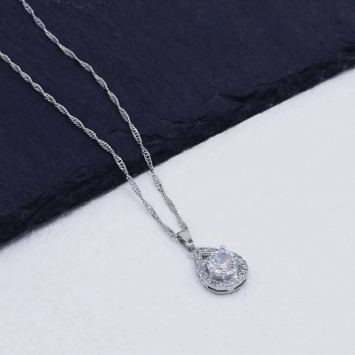 Zirconia Dangle Earrings Necklace Jewelry Set for Bridesmaid Bride Wedding Prom Gift