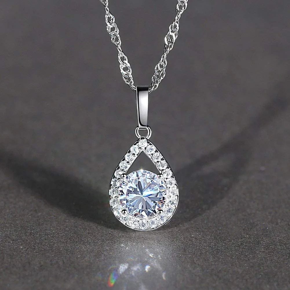 Zirconia Dangle Earrings Necklace Jewelry Set for Bridesmaid Bride Wedding Prom Gift