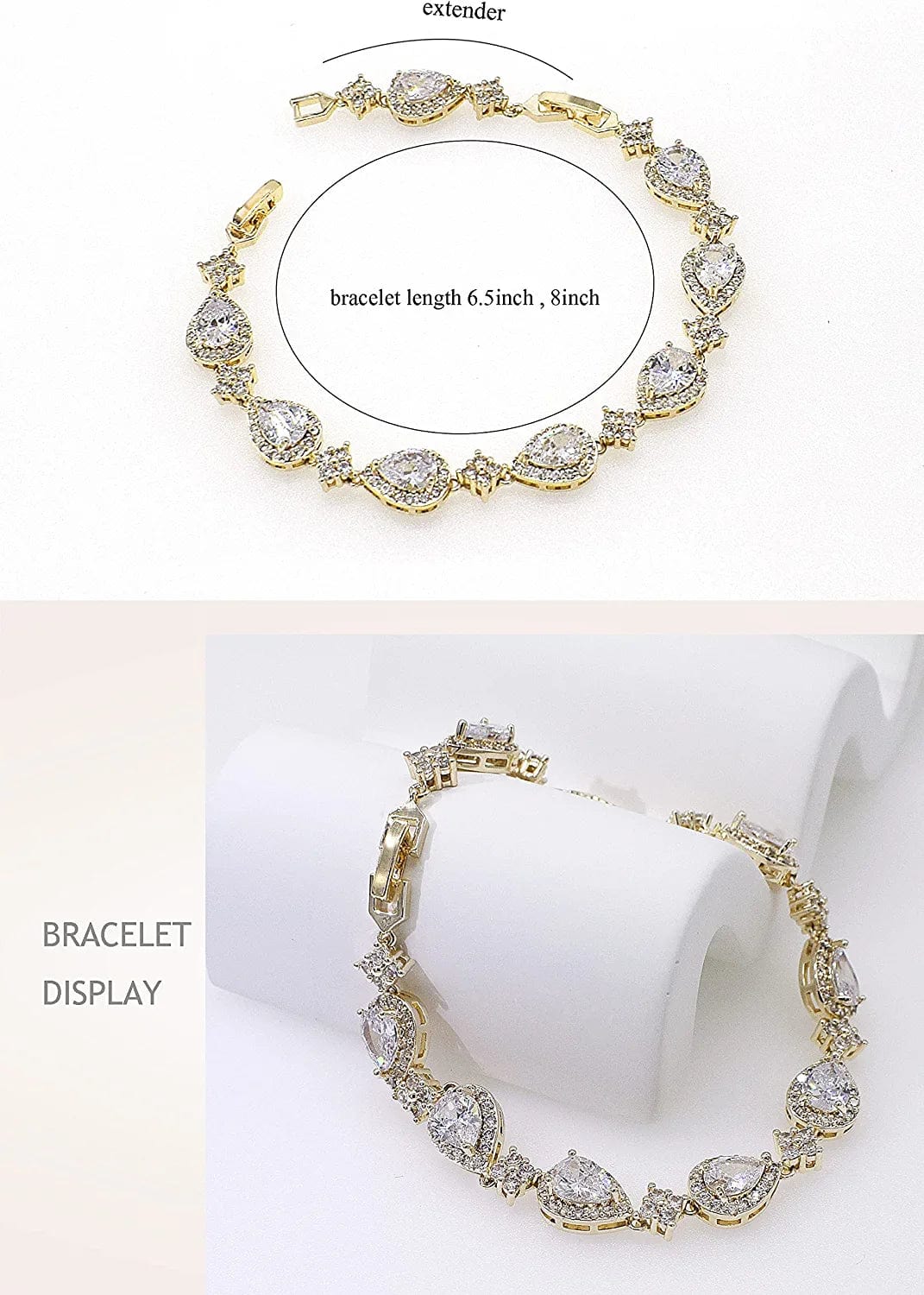 Zirconia Teardrop Earrings Bracelet Jewelry Sets Brides Bridesmaids Wedding Prom Party