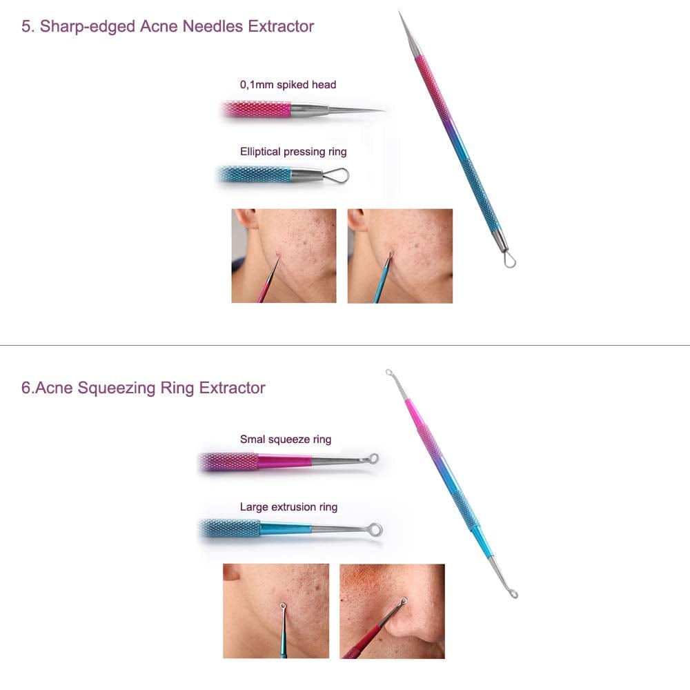 ZIZZON Blackhead Remover Kit Pimple Comedone Extractor Tool Set Treatment for Blemish, Zit, Acne Whitehead Tweezers Kit with 10X Magnifying Mirror Health & Beauty > Personal Care > Cosmetics > Cosmetic Tools > Skin Care Tools ZIZZON