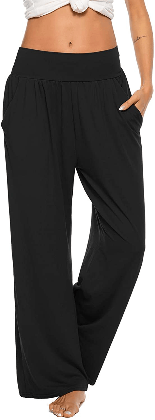ZJCT Womens Yoga Sweatpants Comfy Loose Casual Wide Leg Lounge Joggers Pants with Pockets Apparel & Accessories > Clothing > Activewear Kylie Max