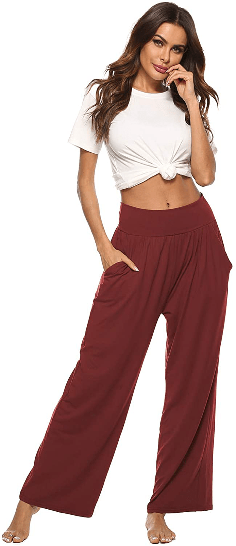 ZJCT Womens Yoga Sweatpants Comfy Loose Casual Wide Leg Lounge Joggers Pants with Pockets Apparel & Accessories > Clothing > Activewear Kylie Max