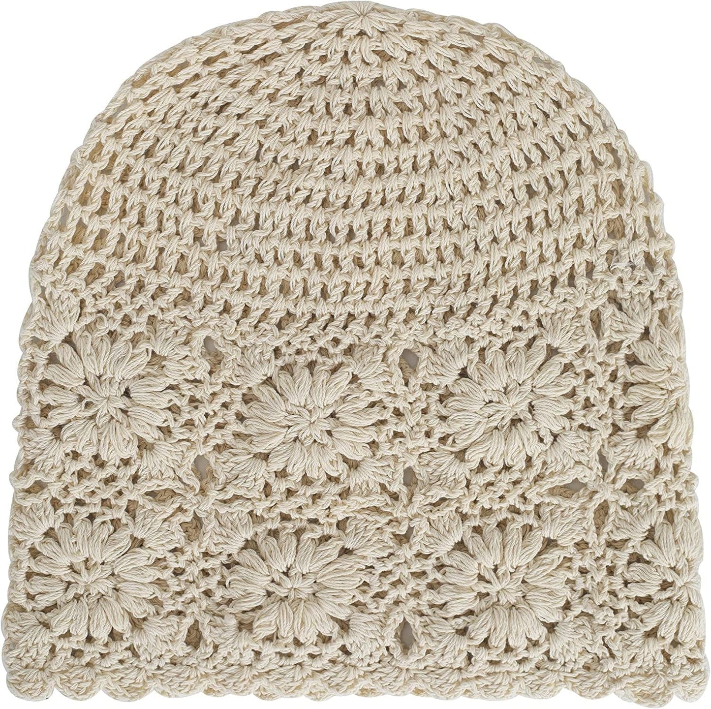 ZLYC Women Cotton Crochet Slouchy Beanie Hat Handmade Knit Cutout Summer Floral Skull Cap Apparel & Accessories > Clothing Accessories > Headwear ZLYC