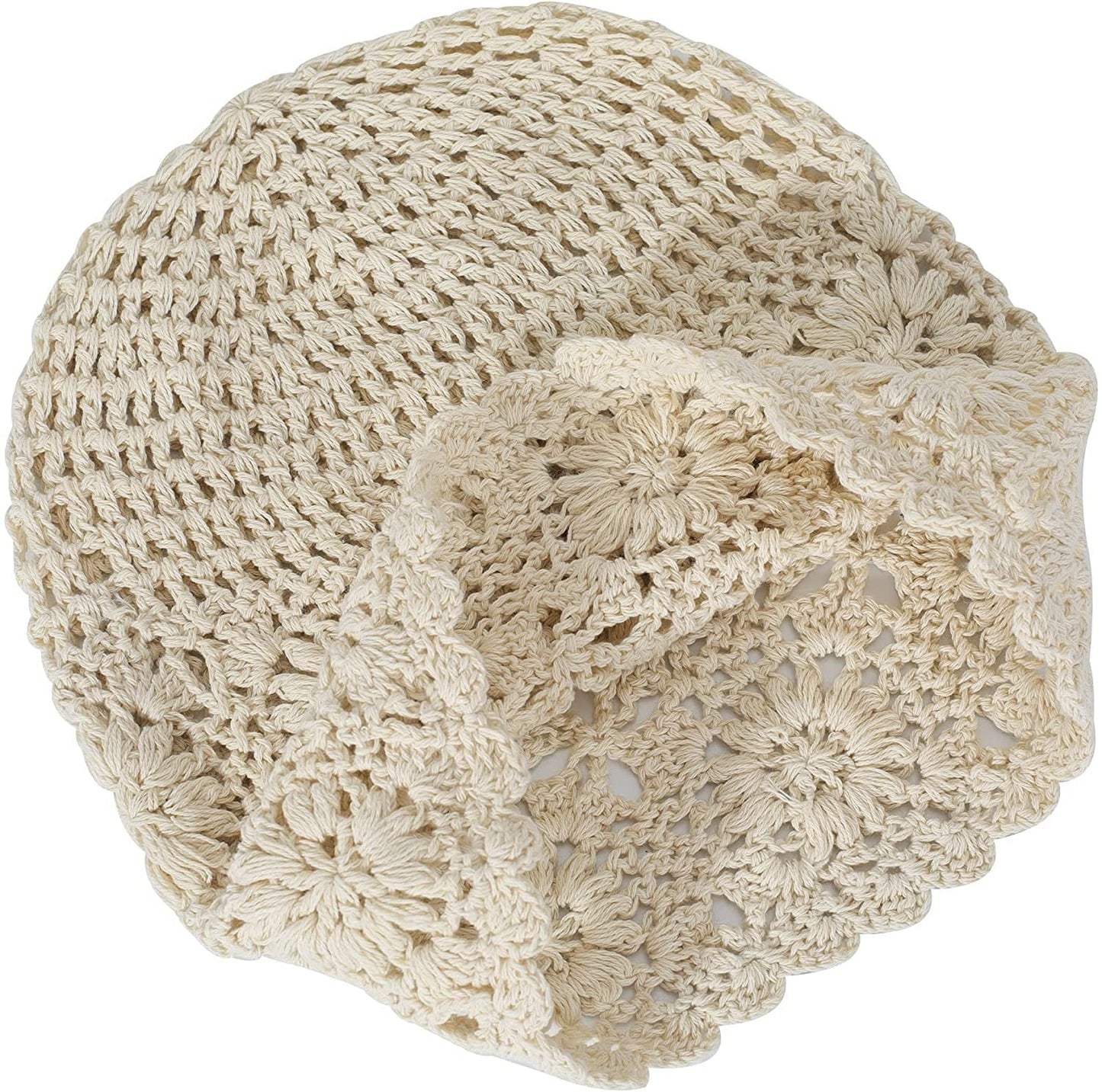 ZLYC Women Cotton Crochet Slouchy Beanie Hat Handmade Knit Cutout Summer Floral Skull Cap Apparel & Accessories > Clothing Accessories > Headwear ZLYC
