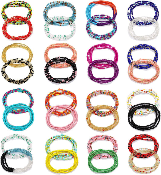 ZNBOH 32 PCS Waist Bead Chains for Women Colorful Summer Body Chains Belly Beads Bikini Jewelry Chains Bead Waist Chains Set Apparel & Accessories > Jewelry > Body Jewelry ZNBOH Color-B