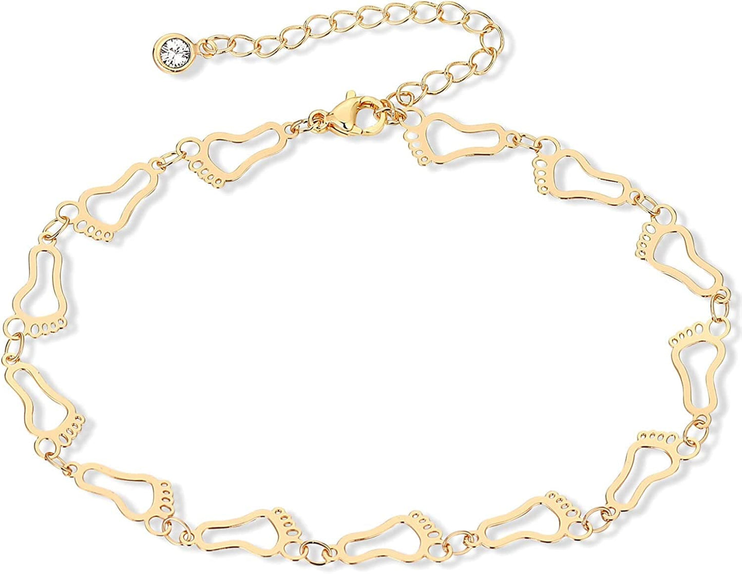 ZNBOH Gold Ankle Bracelets for Women 14K Gold Plated Anklet Bracelets Evil Eye Anklet Daisy Anklet Cross Ankle Bracelets Summer Foot Jewelry Apparel & Accessories > Jewelry > Anklets ZNBOH F