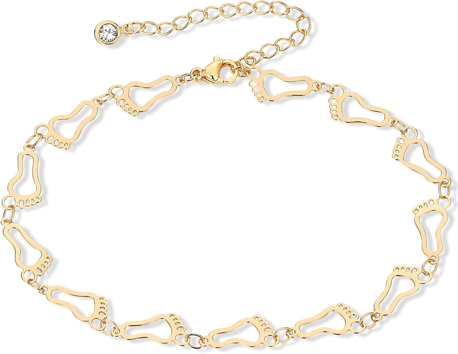 ZNBOH Gold Ankle Bracelets for Women 14K Gold Plated Anklet Bracelets Evil Eye Anklet Daisy Anklet Cross Ankle Bracelets Summer Foot Jewelry Apparel & Accessories > Jewelry > Anklets ZNBOH F