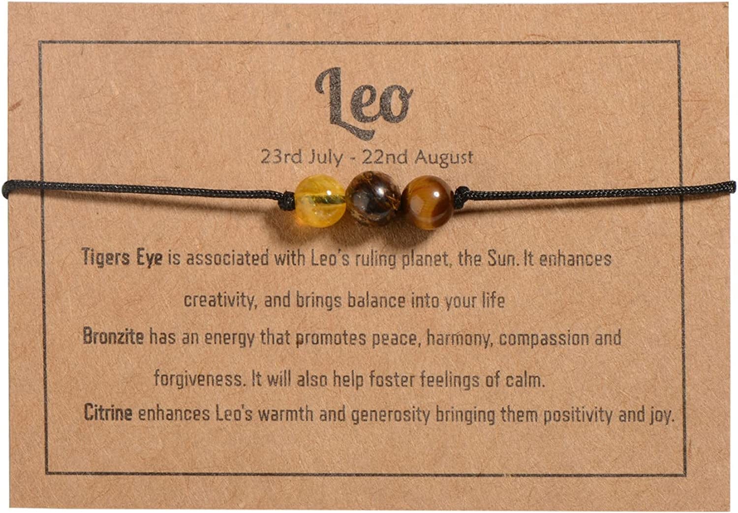 Zodiac Bracelets for Women Men, 6Mm Natural Stone Horoscope Bracelets Healing Gemstone Crystals Zodiac Gifts Apparel & Accessories > Jewelry > Bracelets VLINRAS Leo 8mm stones - men
