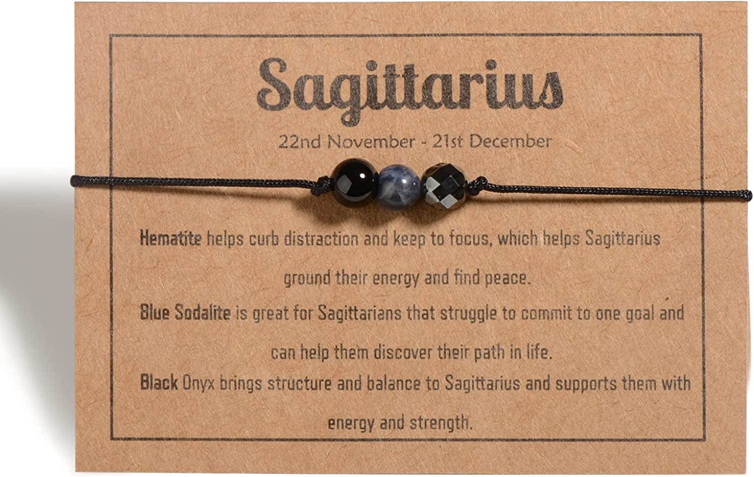 Zodiac Bracelets for Women Men, 6Mm Natural Stone Horoscope Bracelets Healing Gemstone Crystals Zodiac Gifts Apparel & Accessories > Jewelry > Bracelets VLINRAS Sagittarius 6mm stones - women