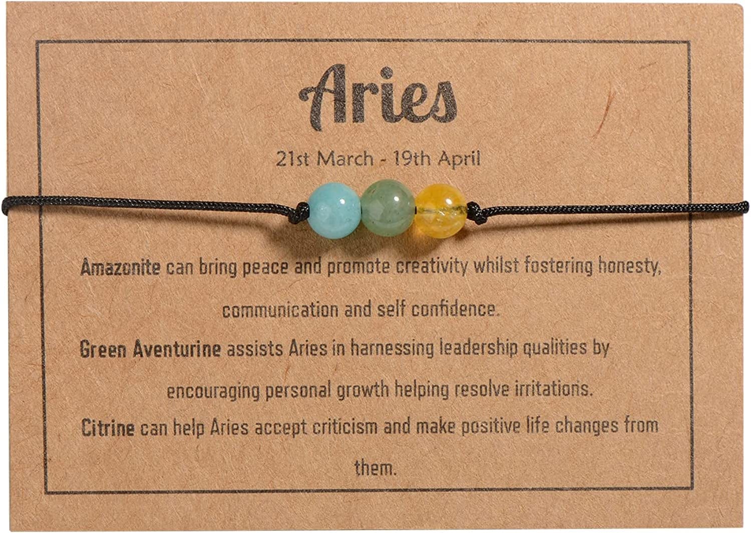 Zodiac Bracelets for Women Men, 6Mm Natural Stone Horoscope Bracelets Healing Gemstone Crystals Zodiac Gifts Apparel & Accessories > Jewelry > Bracelets VLINRAS Aries 6mm stones - women